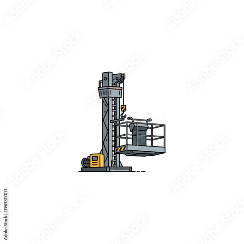 Detailed illustration of an aerial work platform scissor lift equipment