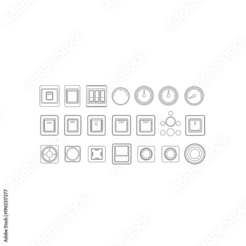 Outline interface icon set for time, frames, and abstract concepts