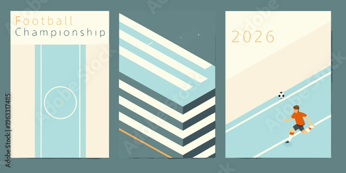 Football championship 2026 promotional art a triptych of geometric designs