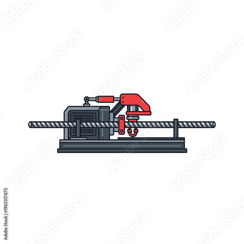 Industrial rebar bender machine illustration bending steel bars