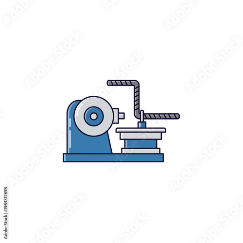 Industrial polishing machine icon, metalworking tool graphic illustration