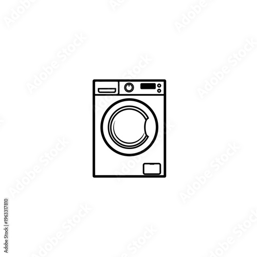 Washing machine outline icon for laundry appliance or housework concept