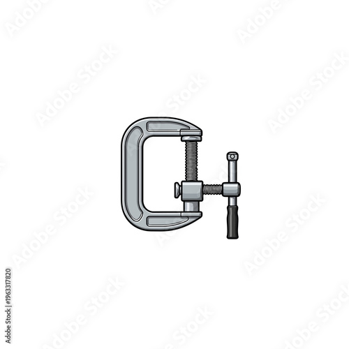 C-clamp outline icon for workshop and industrial fastening tool concept