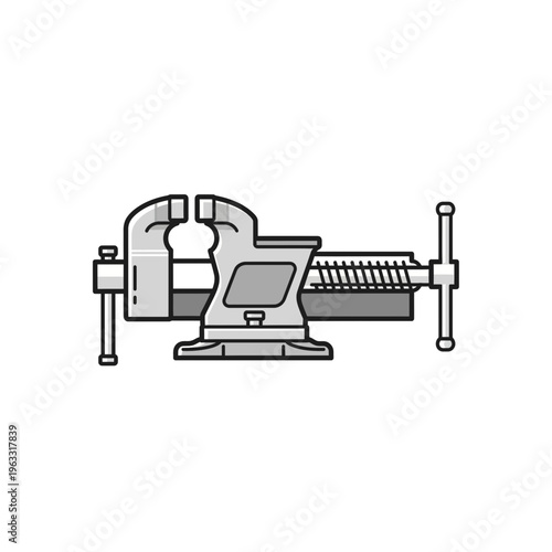 Bench vise tool grayscale icon workshop clamp holding equipment graphic