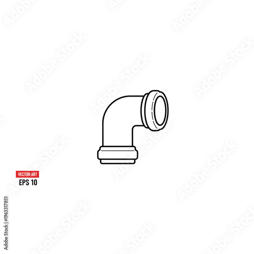 Outline pipe elbow fitting line icon plumbing connector industrial supply