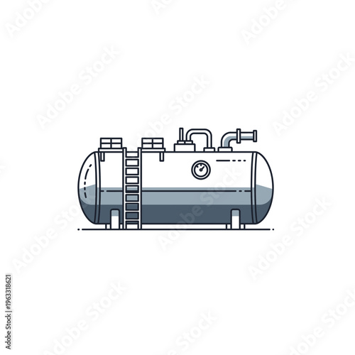 Horizontal fuel storage tank industrial vector