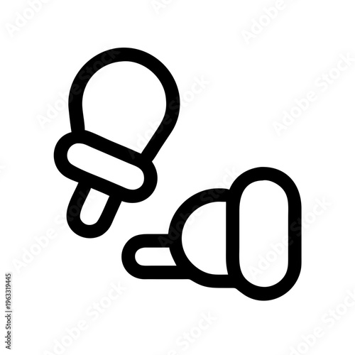 Minimalist earplugs vector icon, black line art hearing protection symbol, noise reduction ear plugs for sleep and industrial safety