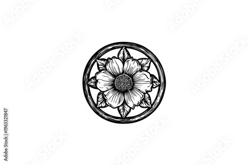 Decor elements vector illustration, black and white isolated religious symbol faith logo and spiritual print.