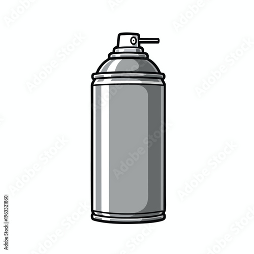Stylized metallic aerosol spray can with nozzle and cap