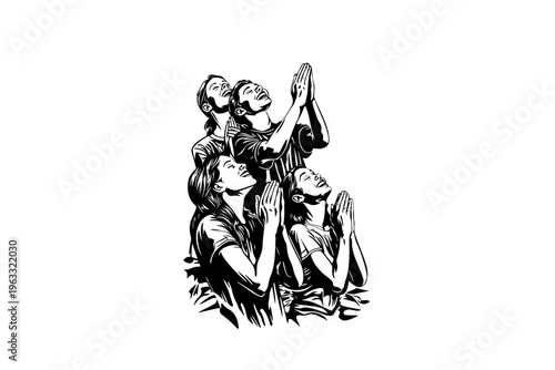 Faith vector illustration, black and white isolated religious symbol  church faith logo and spiritual print.