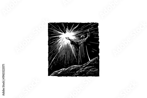 Faith  vector illustration, black and white isolated 