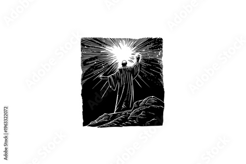 Faith vector illustration, black and white isolated 