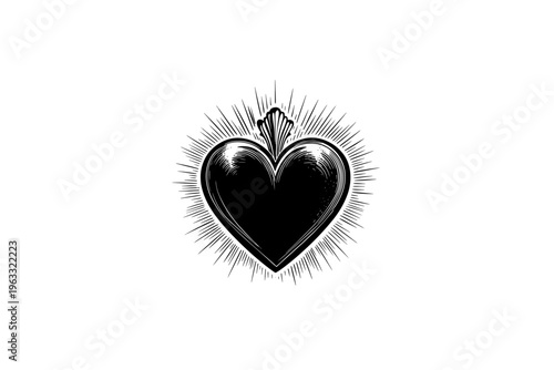Heart Faith Hope and Love vector illustration, black and white isolated 