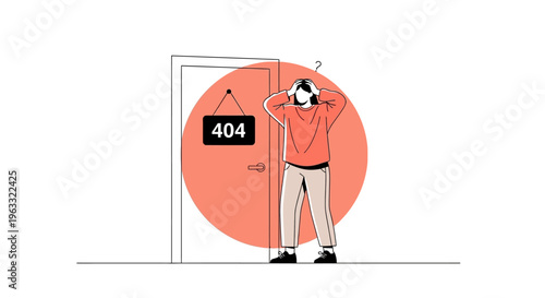 Error, 404 page not found, frustrated man, web failure, orange background