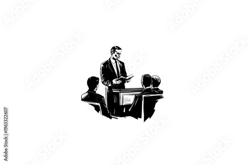 Pastor vector illustration, black and white isolated religious symbol for church faith logo and spiritual print.