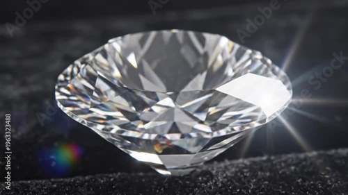 Sparkling Diamond Gemstone Macro Shot Reflecting Light.