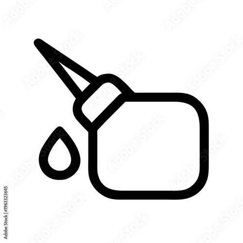 Minimalist oil can icon vector, industrial lubricant bottle symbol, black line art engine oiler with drop for automotive maintenance and repair