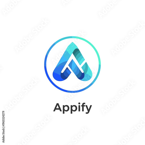 Modern abstract logo design featuring the letter 'A' with a gradient of blue and green, enclosed in a circle, with the text 'Appify' below.