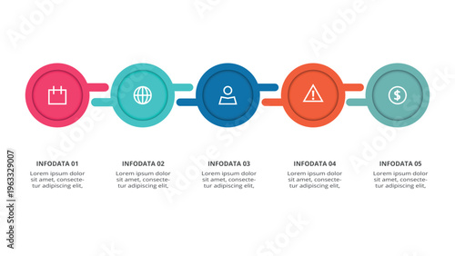 Advanced infographic with 5 steps, options, parts or processes. Business data visualization.
