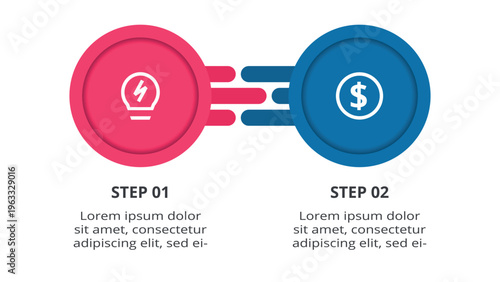 Foto Advanced infographic with 2 steps, options, parts or processes
