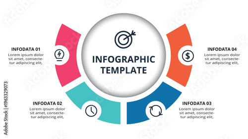 Advanced infographic with 4 steps, options, parts or processes. Business data visualization.