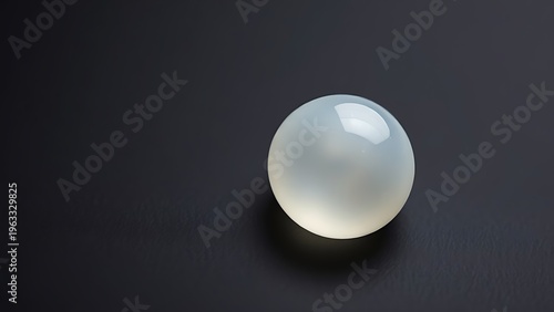 adipose. A single translucent pearl-like structure isolated on a dark background. STEM education sheets, lab safety posters, designed for biotech research communications, used by media buyers.