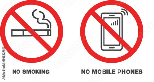 Clean no smoking & no mobile sign illustration