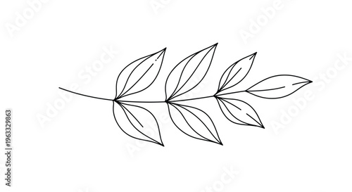 Clean black and white outline of a single pear fruit with a leaf for minimalist food and healthy eating concepts.