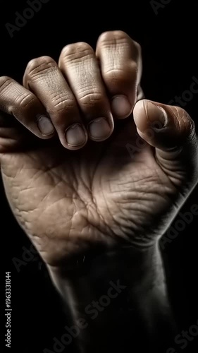 Clenched Fist in Dark Background.