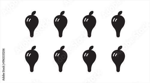 Bell pepper icon collection in flat black style, simple capsicum graphics for cooking and agriculture themes