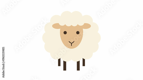 Stylized Sheep Illustration with Fluffy Wool and Simple Features.