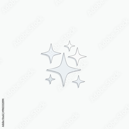 Stylized four-pointed stars with soft grey shadows, on a plain white background