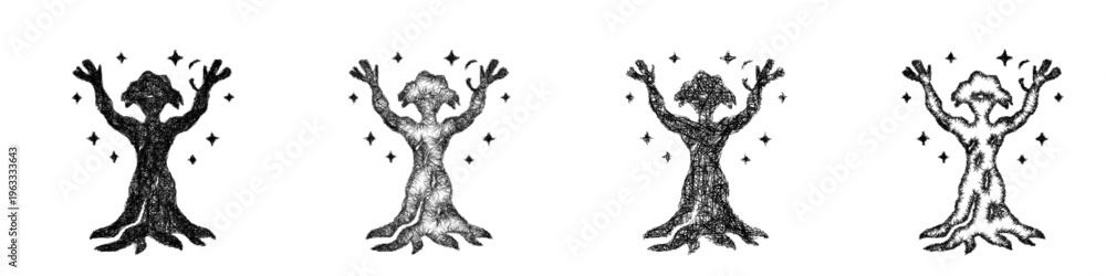 Obraz premium Sketch tree form icon design set