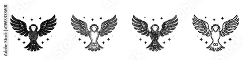 Sketch eagle form icon design set