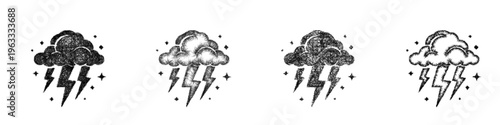 Sketch storm call icon design set
