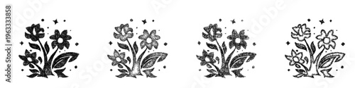 Sketch flower bloom icon design set
