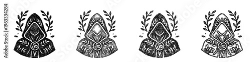Sketch druid icon design set