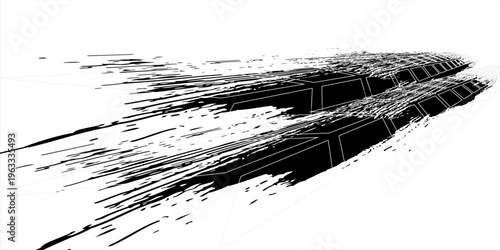 Vector Print Textured Tire Track . Design Element . Car tread silhouette .