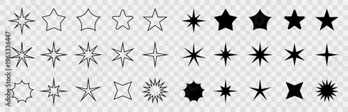 Stars collection. Star vector icons. Golden and Black set of Stars, isolated on transparent background. Star icon. Stars in modern simple flat style. Vector