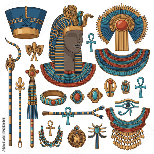 Set of Egyptian Jewelry and Regal Accessories