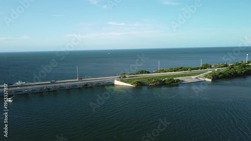 Drone footage of bridge heading to key largo, florida