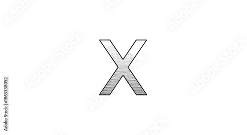 Stylized letter x featuring a distinctive stippled dot texture in a modern black and white linear font on white space.
