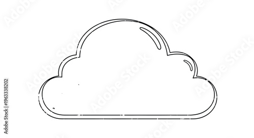 Simple black and white line drawing of a fluffy cloud icon isolated on a white background for weather or computing concepts.