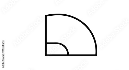 Simple black outline of a quarter circle or pie chart segment with a smaller curved section inside on a white background.