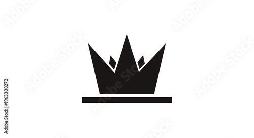 Bold black silhouette of a crown with five points resting on a thick horizontal line isolated on a white background.