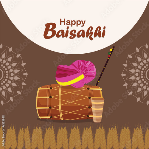 Happy Baisakhi Punjabi Cultural Festival Vector