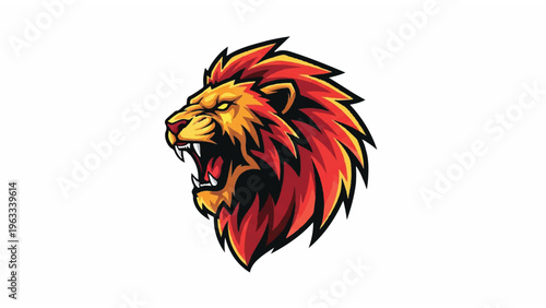 Fierce Lion Head Illustration with Mane.