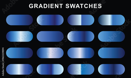 Collection of various shades of blue gradients with subtle highlights perfect for graphic design and web development backgrounds