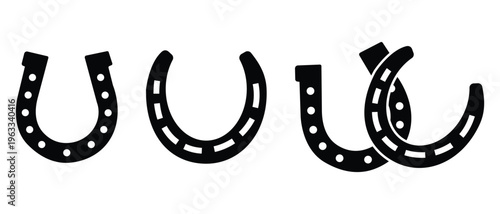 Horseshoe icon set. Luck symbol. Vector simple Isolated Horseshoe icons black solid style. Horseshoe silhouette isolated on white background. Vector illustration.