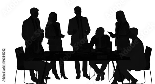 Silhouette of business professionals in a meeting